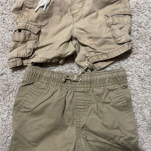 Kids Khaki Cargo Shorts - Elastic Waist Drawstring
